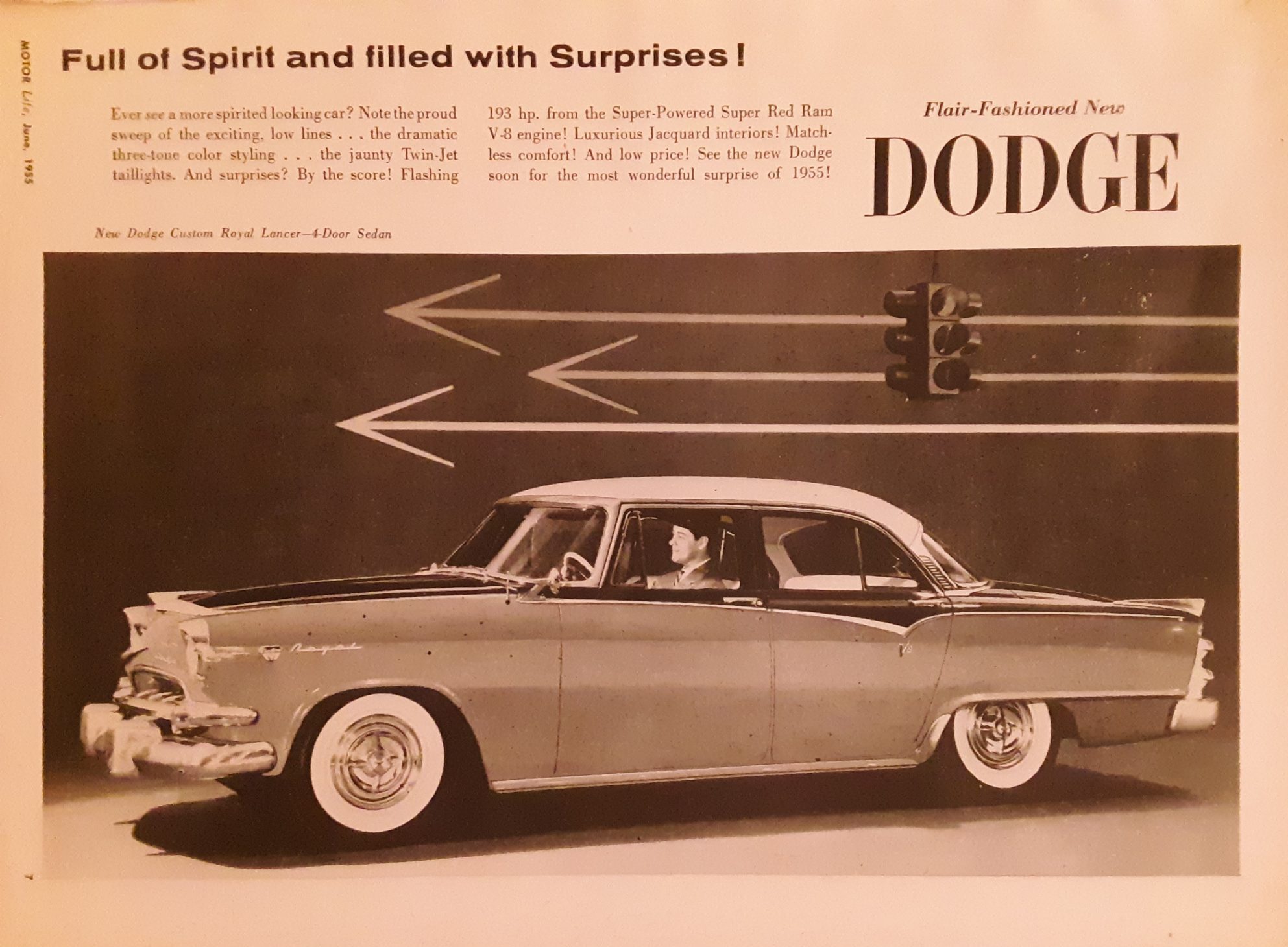 Classic Dodge advertisement for 1955 Custom Dodge Lancer