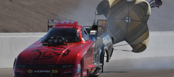 Matt Hagan racing down the drag strip