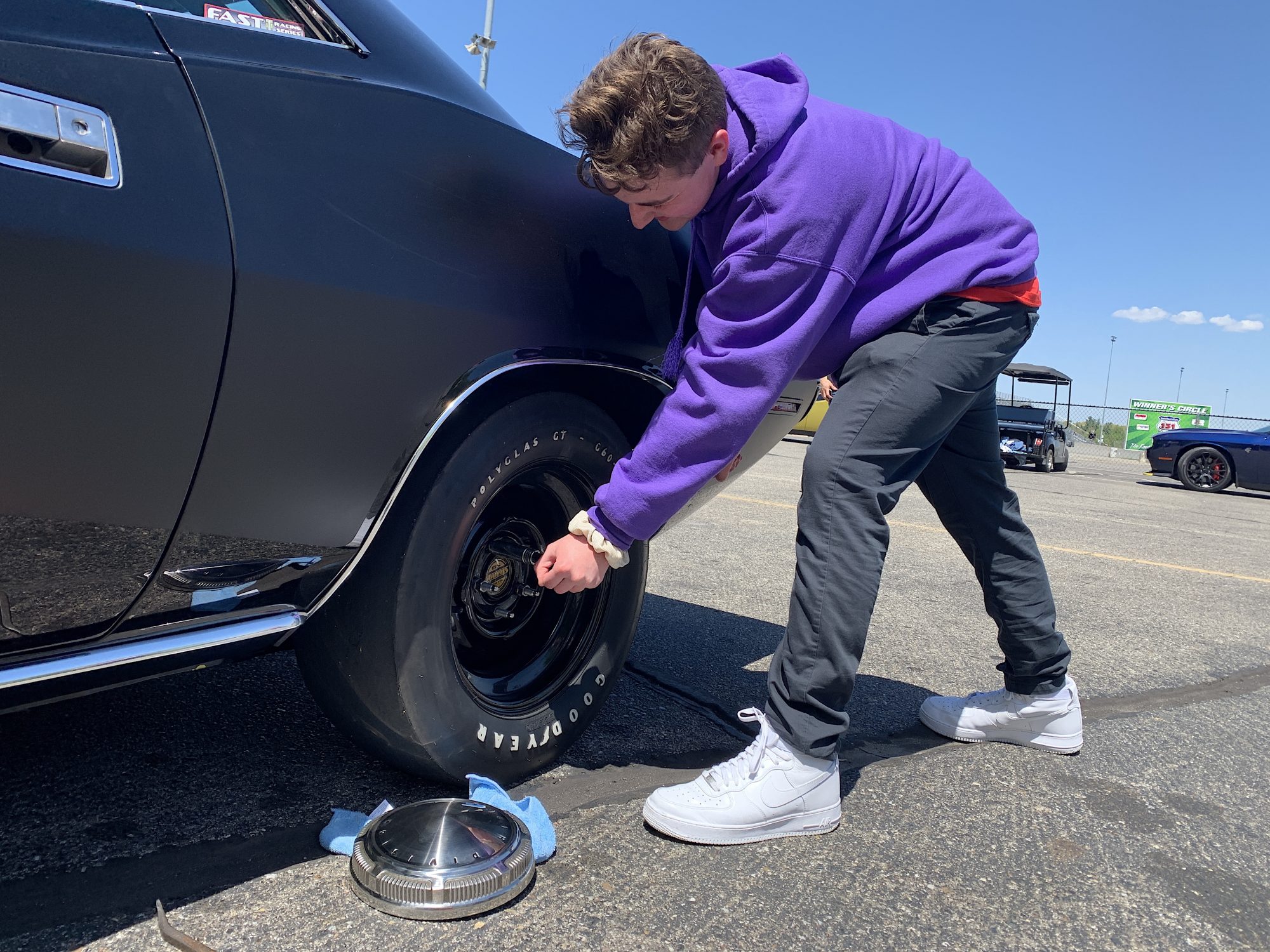 Man working on a tire