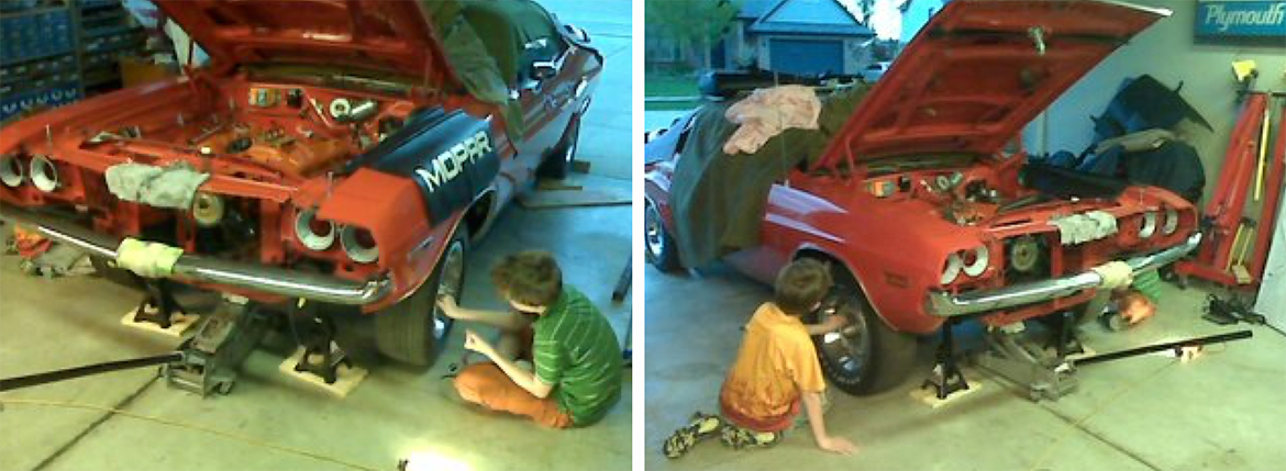 Kids working on a vehicle