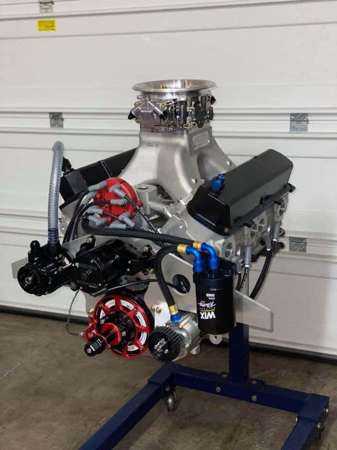 Vehicle engine on a stand