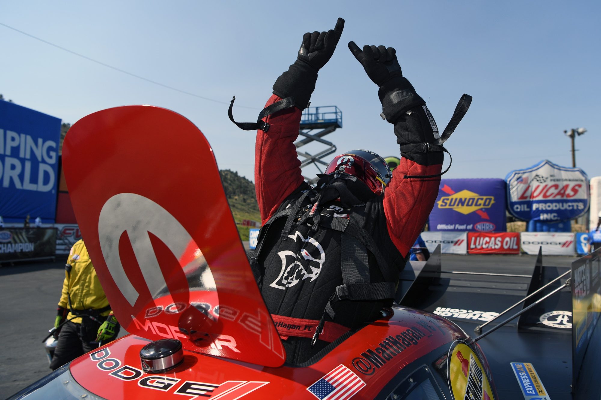 Matt Hagan clebrating a win