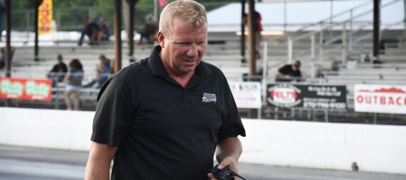 Kurt Johnson walking on a race track