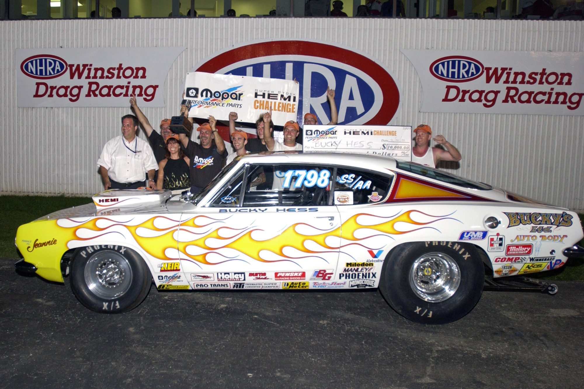 Drag racers celebrating a win