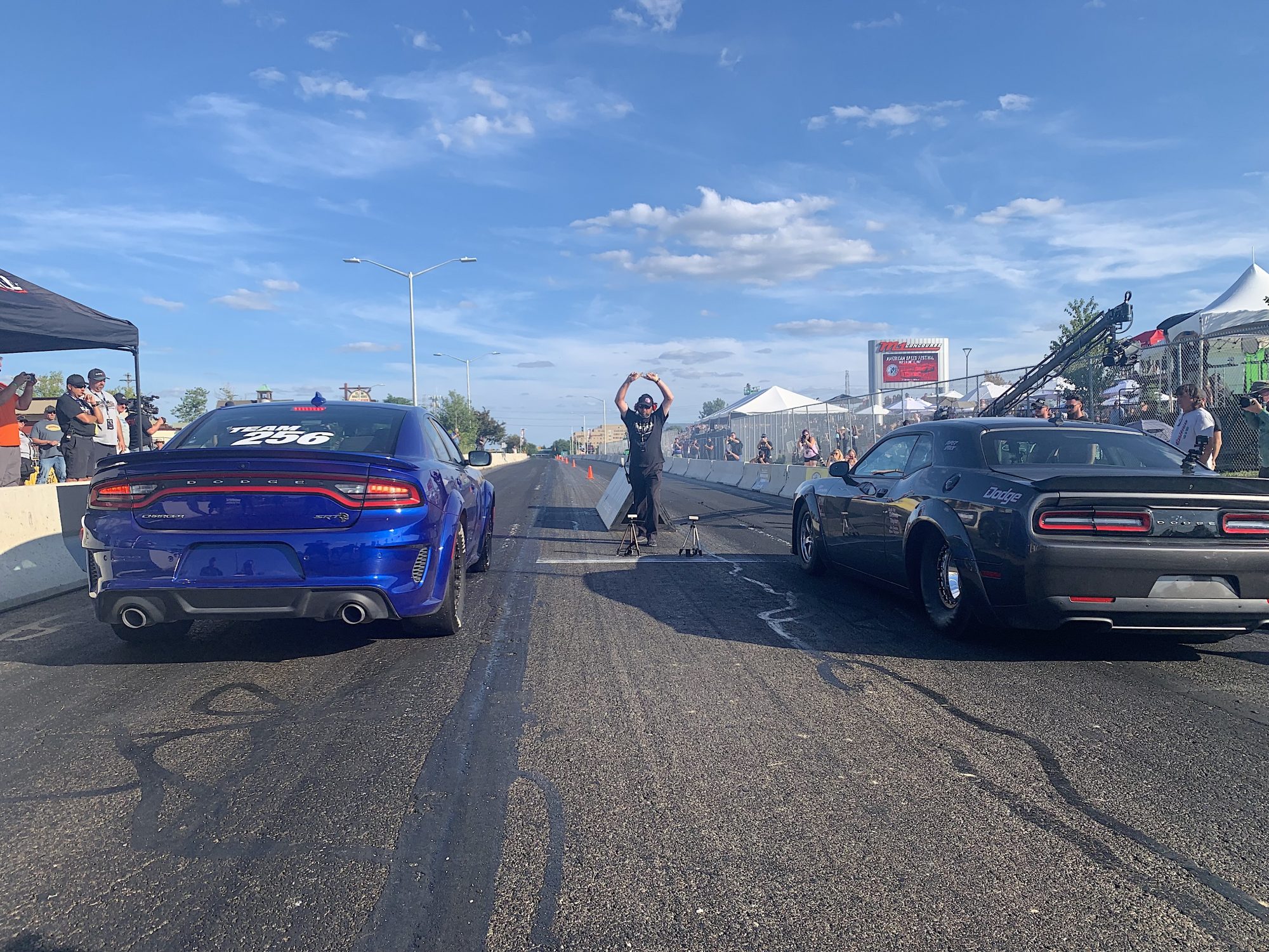 Two cars drag racing