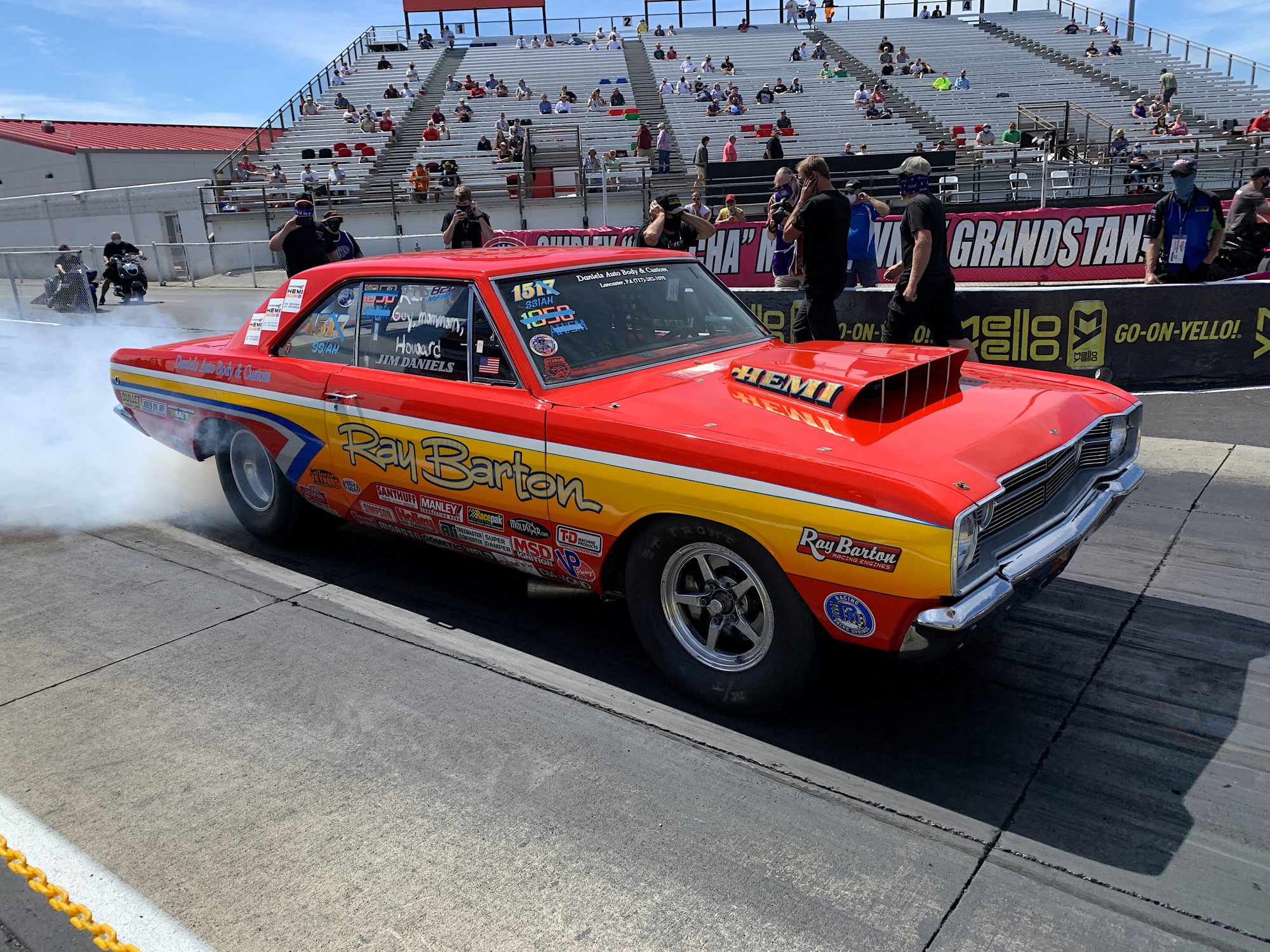 Vintage car drag racing