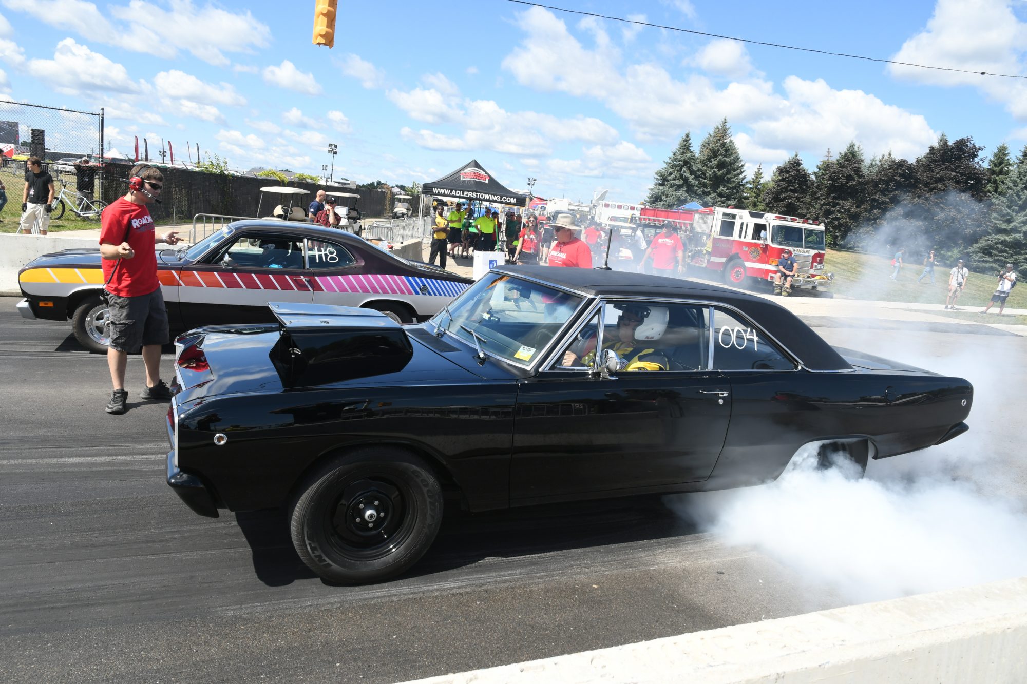 Two cars drag racing