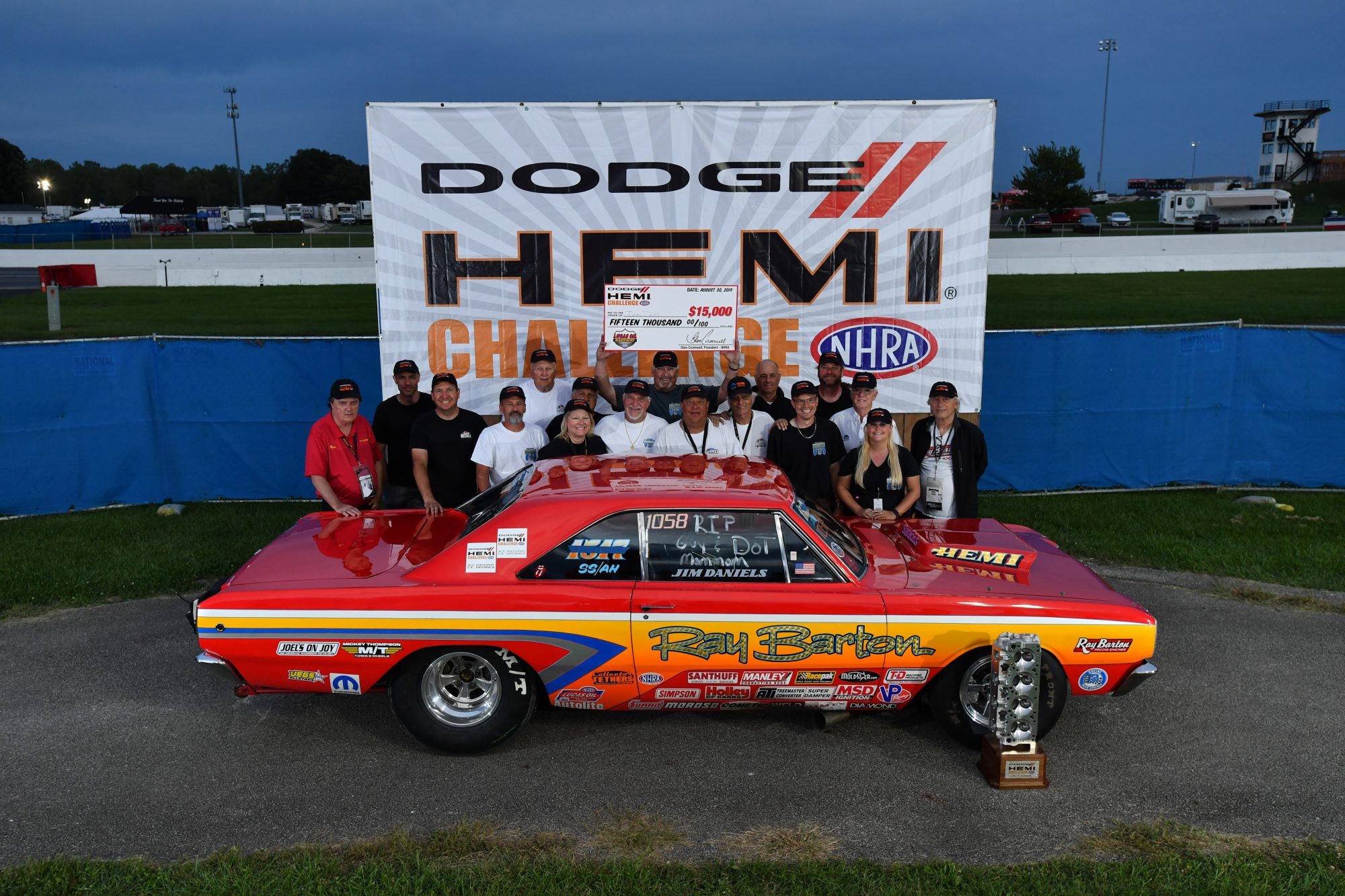 Drag racers celebrating a win