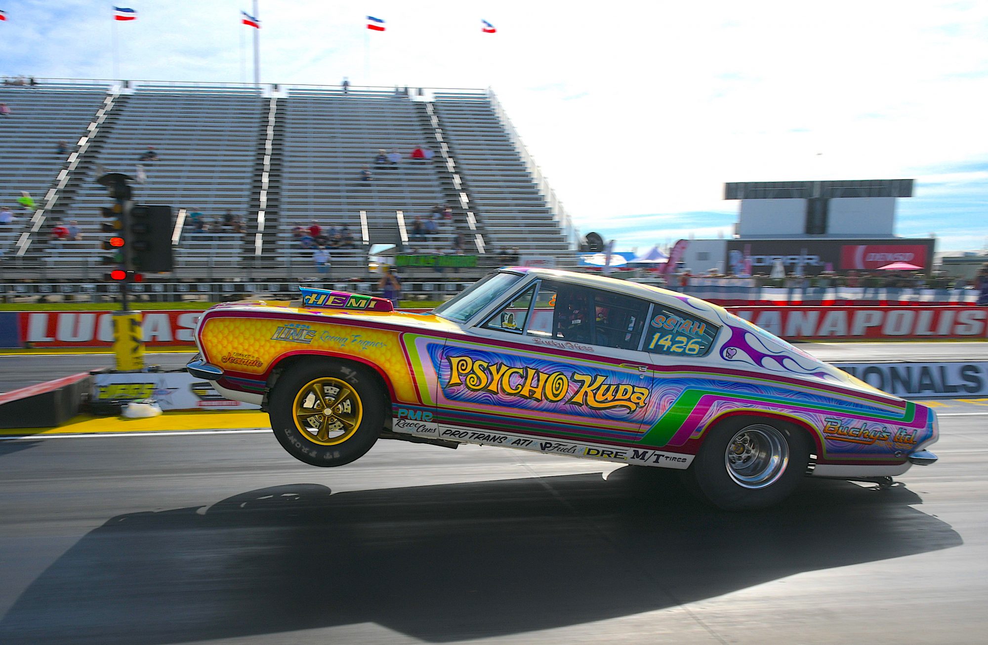 Vintage car drag racing