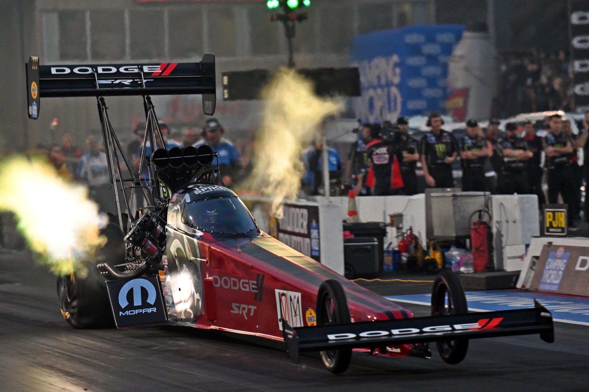 Leah Pruett drag racing her top fuel dragster