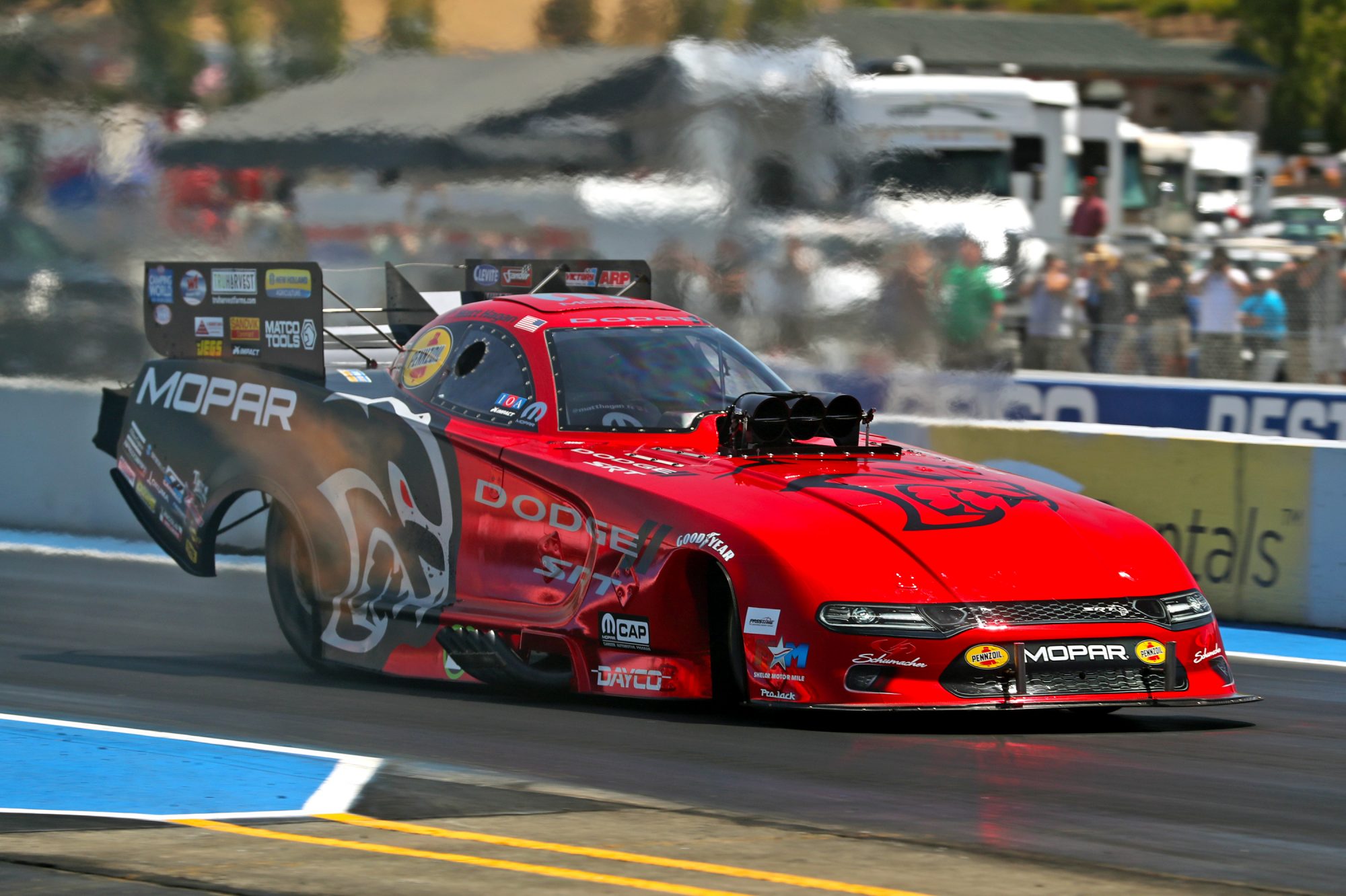 Matt Hagan drag racing his funny car