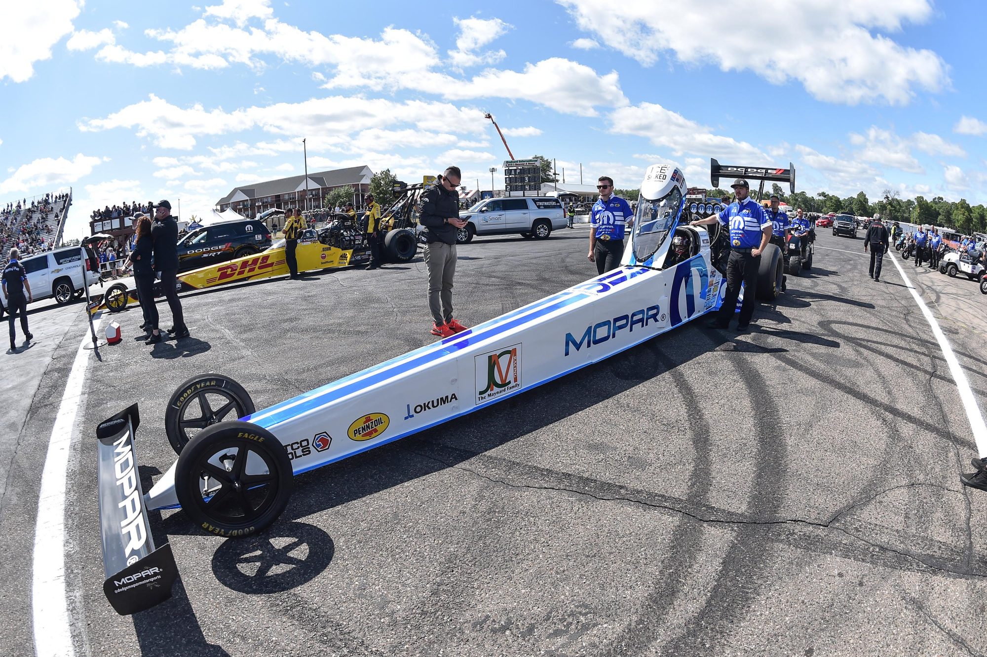 Leah Pruett getting ready to drag race