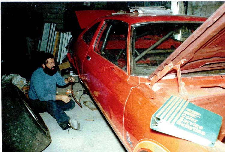 Man working on a car