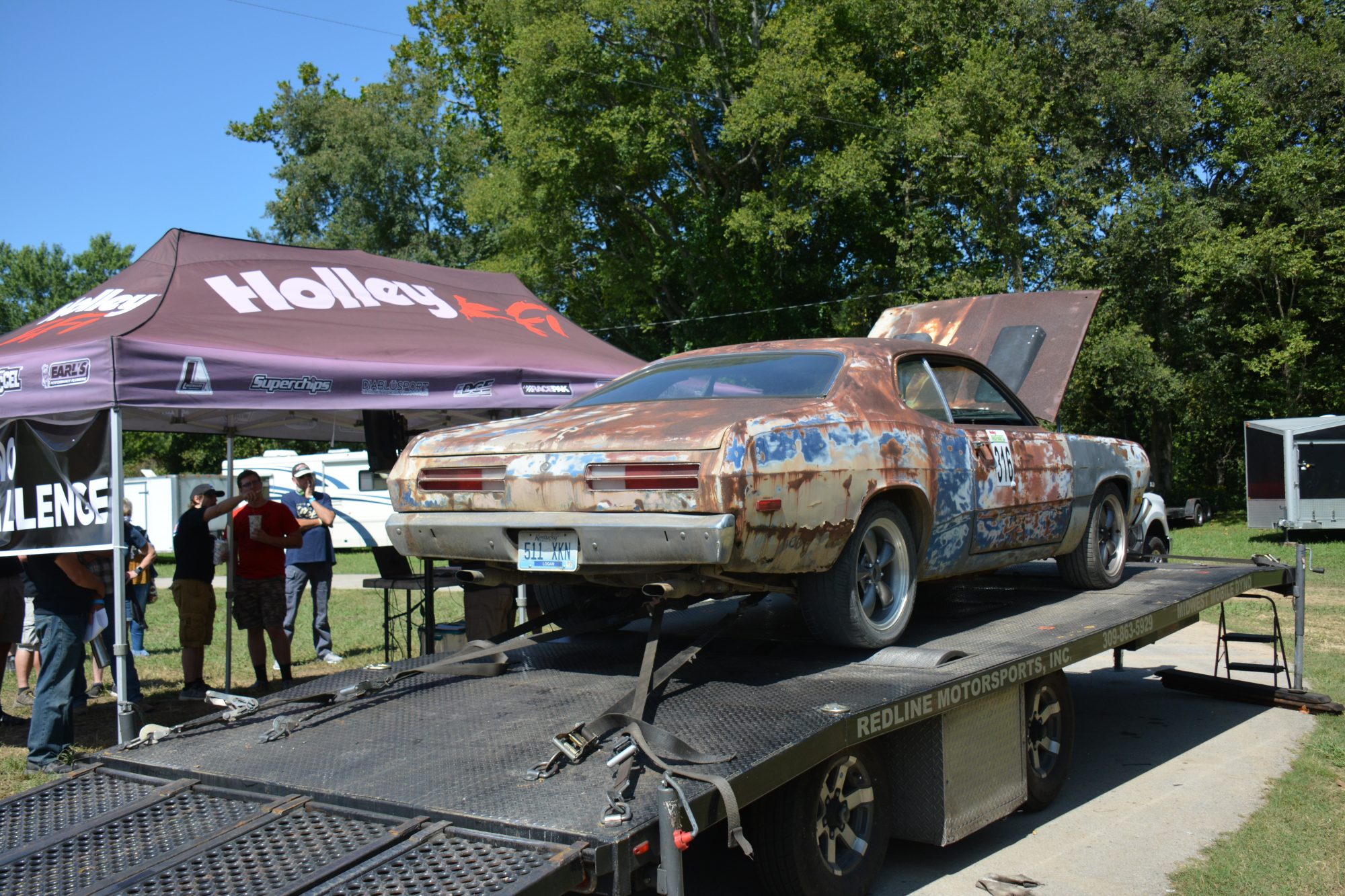 Vintage car on a dyno