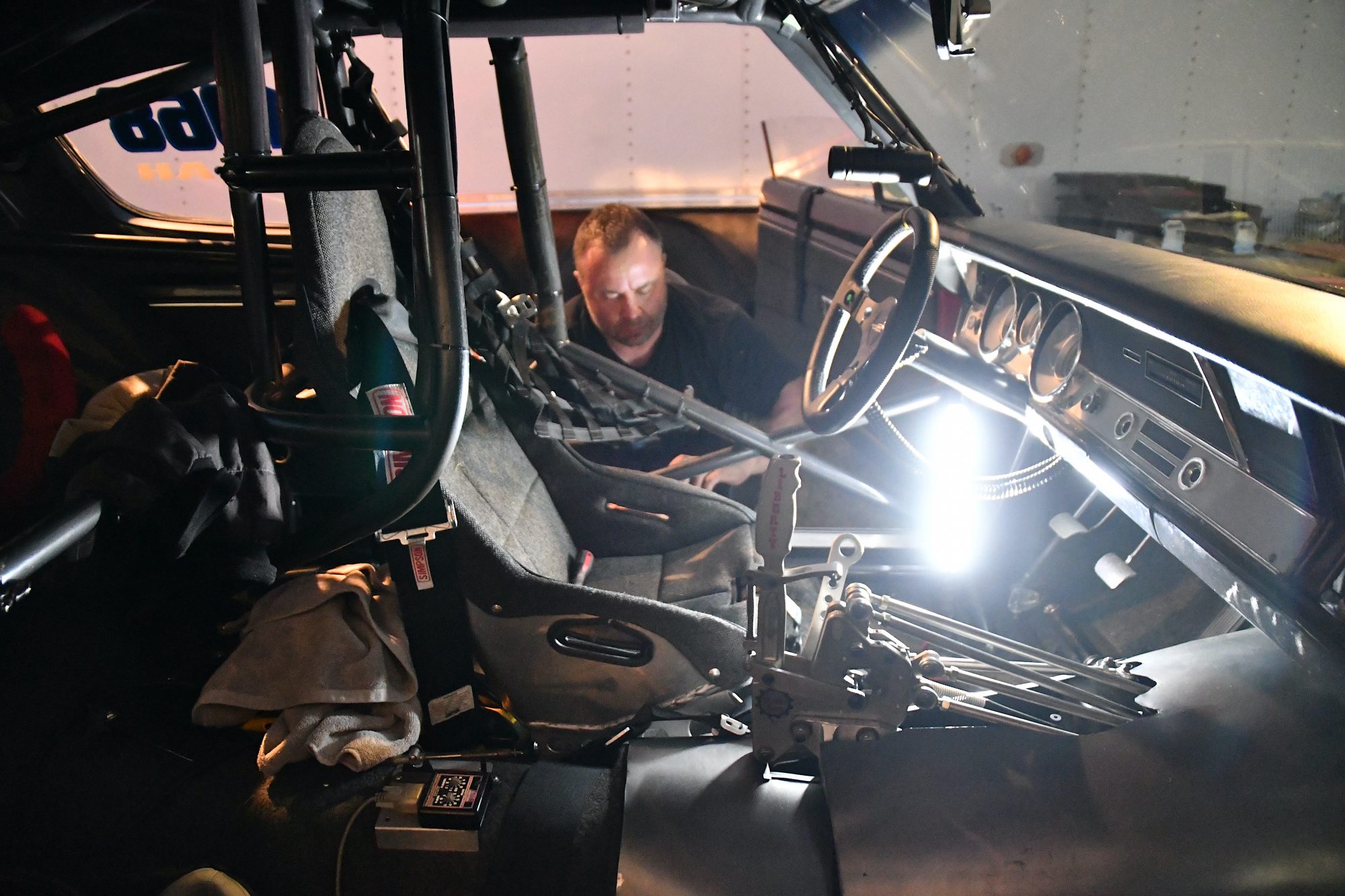 Man working on car