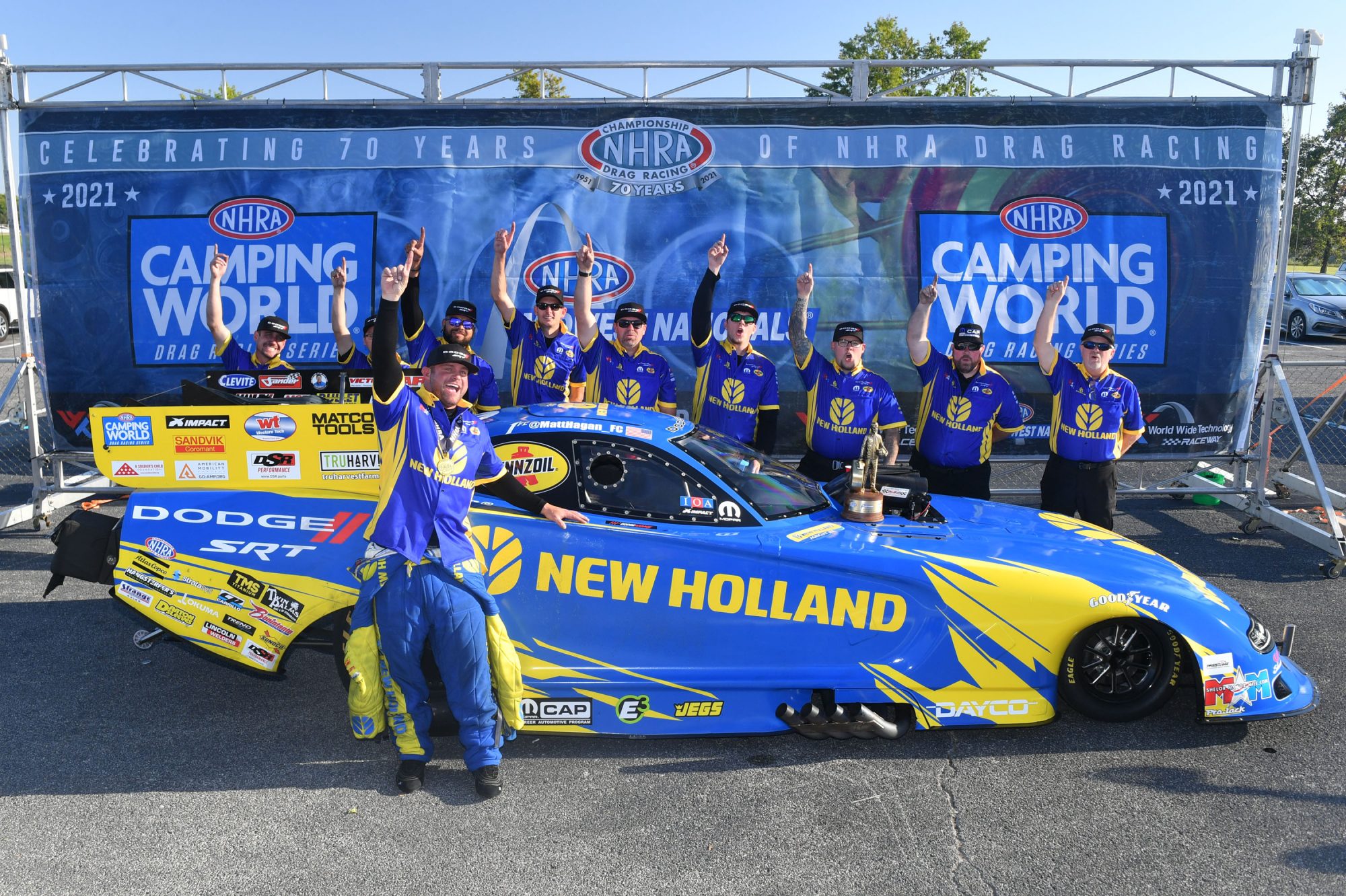 Matt Hagan and team celebrating a win