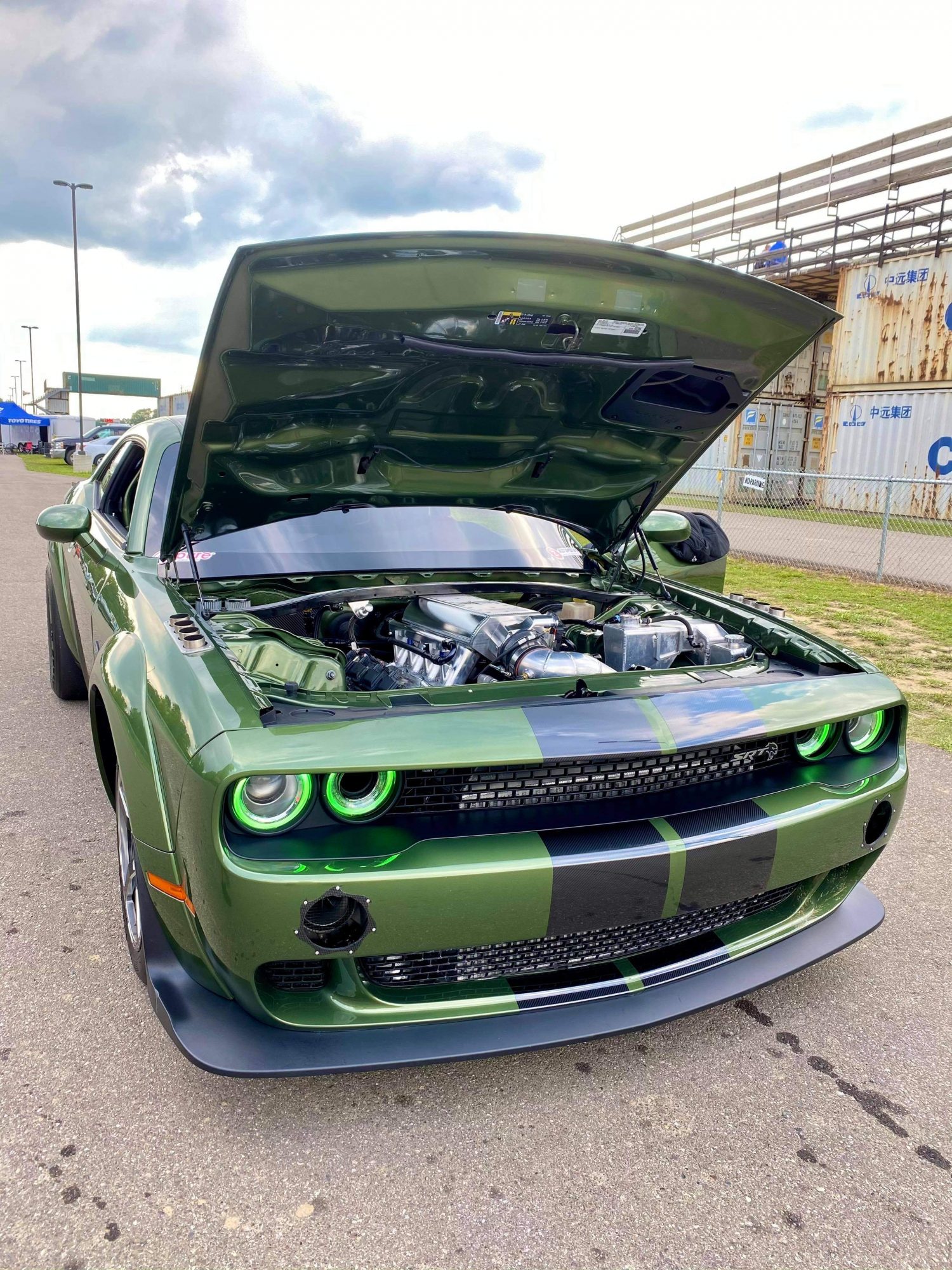 Challenger with the hood up