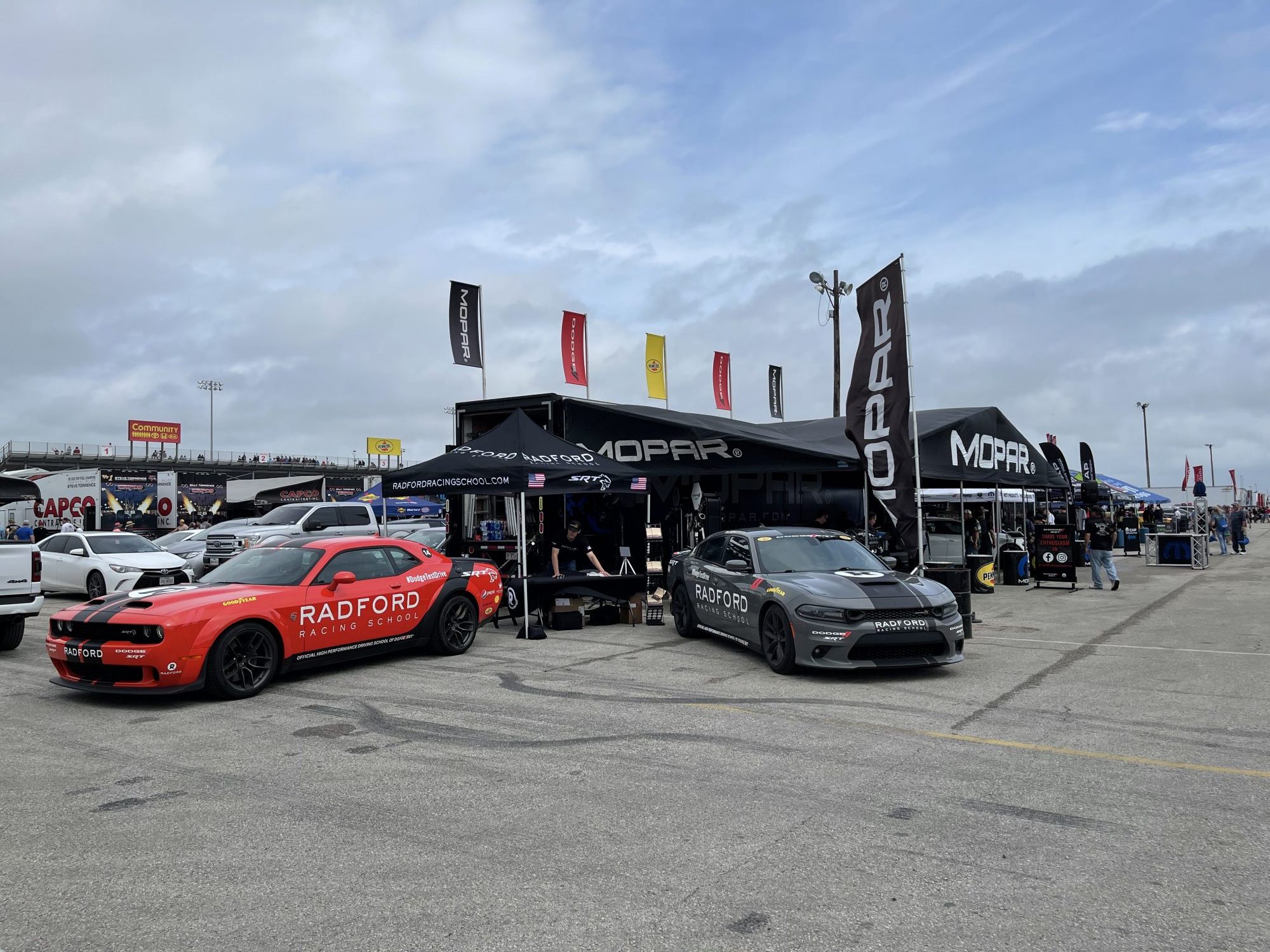 Mopar display at an NHRA race