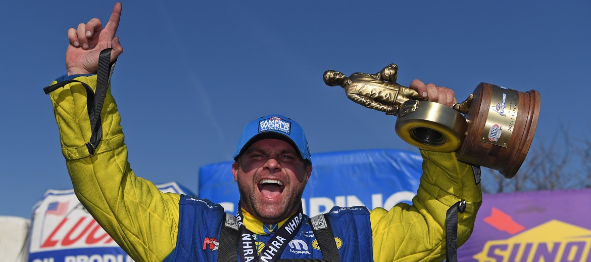 Matt Hagan celebrating a win