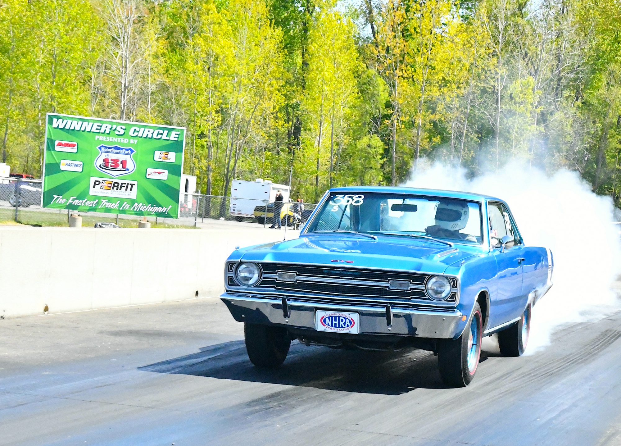 Man racing a car