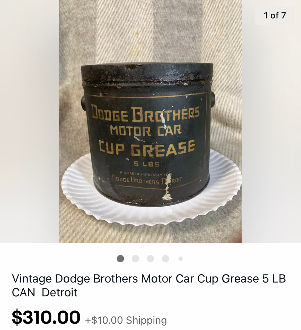 Dodge Brothers Motor Car Cup Grease listing