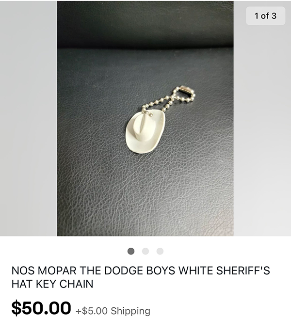 The Dodge Boys white hat keychain
