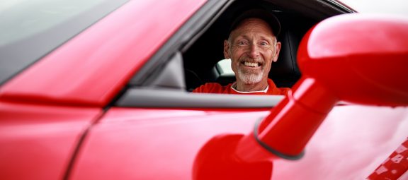 Jeff Smith sitting in his car