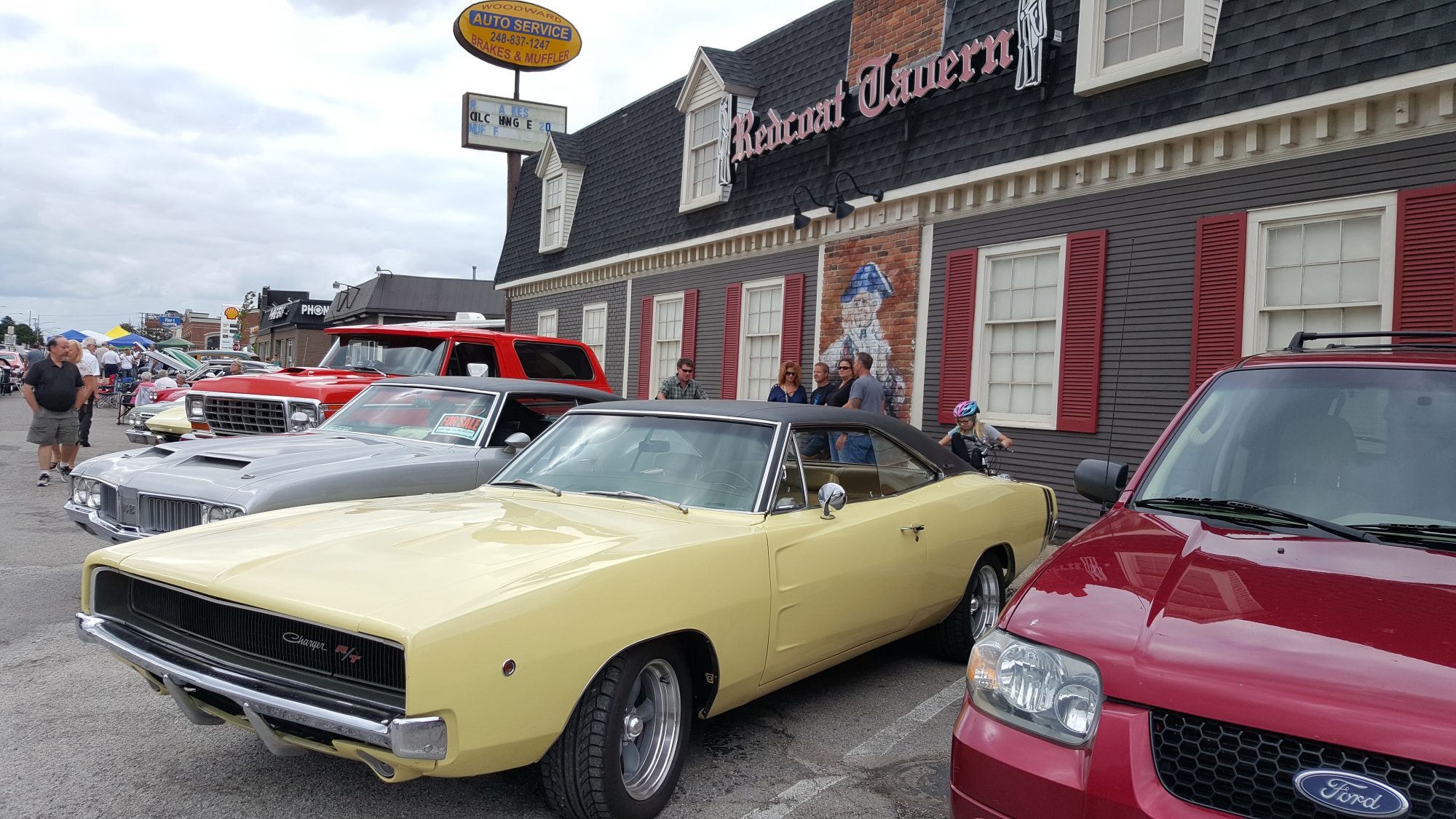 Vintage Dodge vehicle in a parking lot