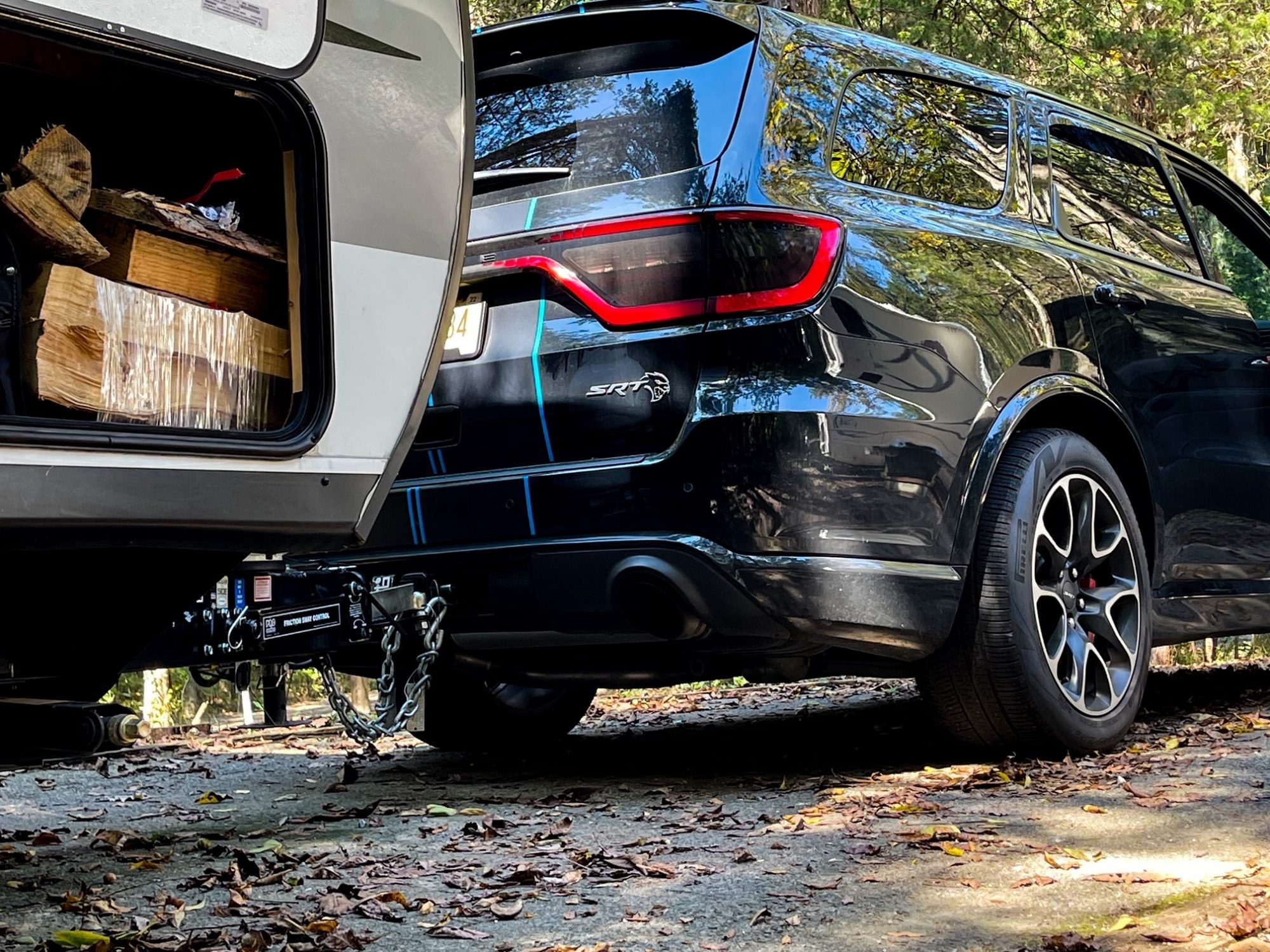 Durango SRT Hellcat pulling a camper trailer