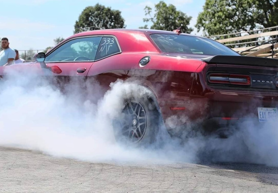 Dodge vehicle doing a burnout