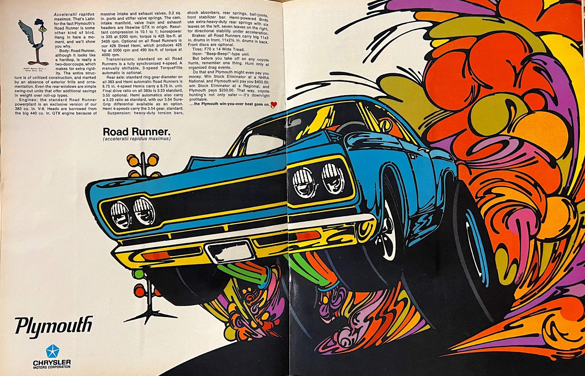 Vintage Plymouth Roadrunner advertisement