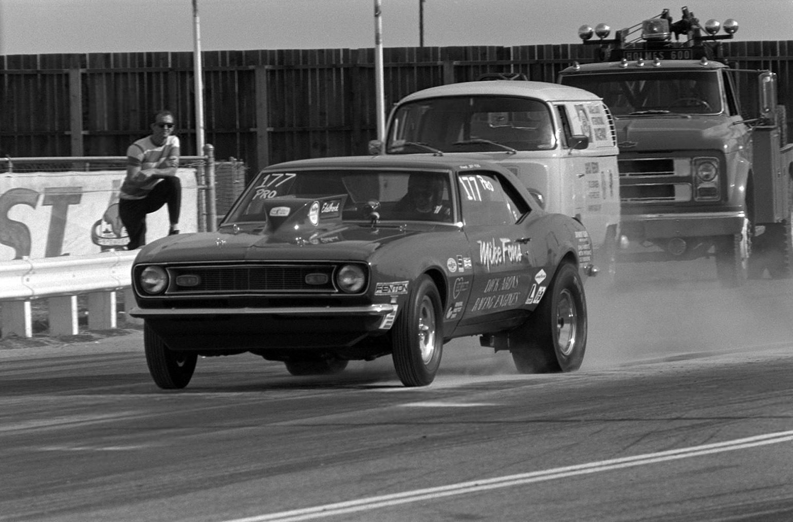 Vintage photo of car racing