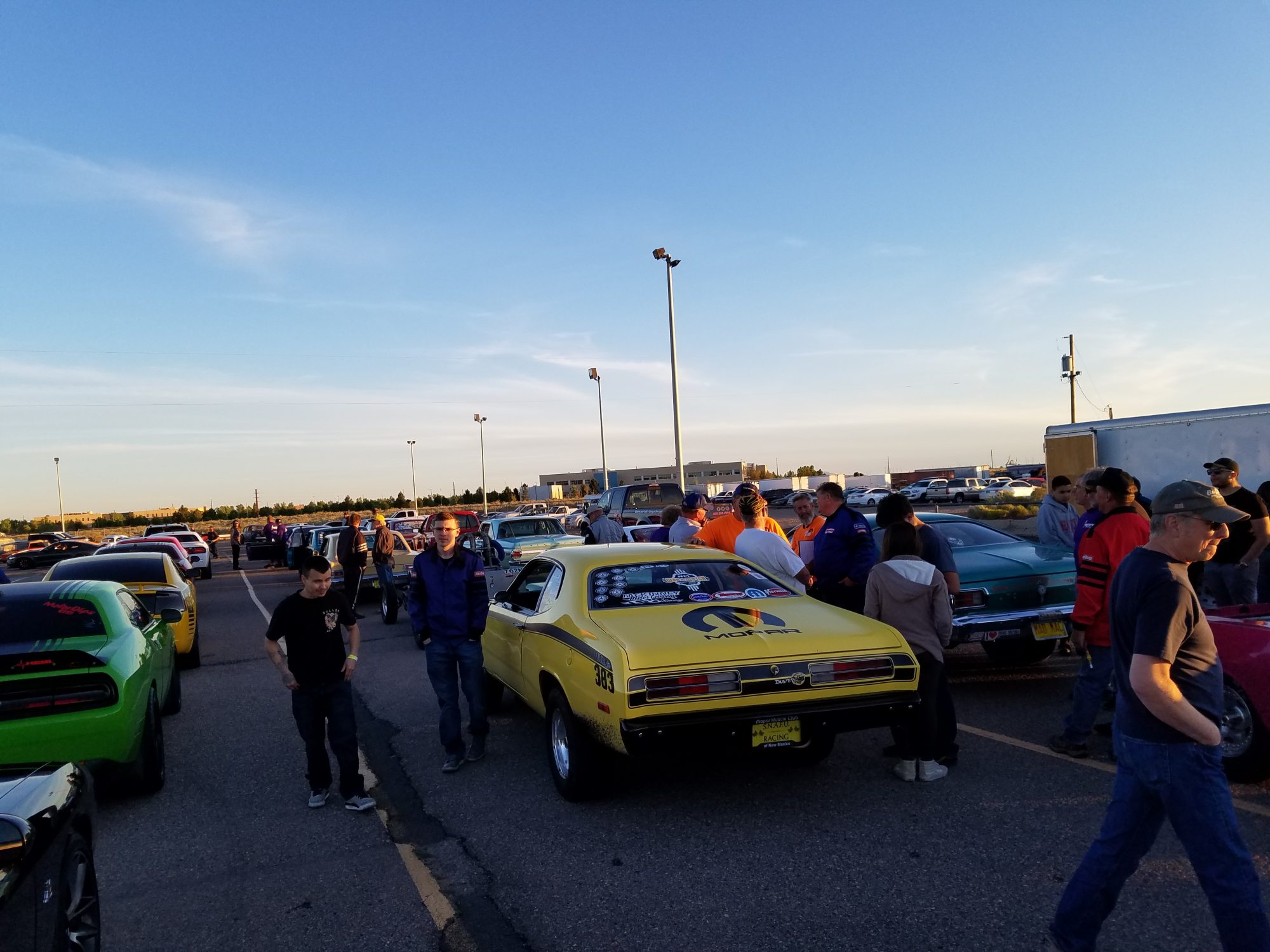 line of cars at car show