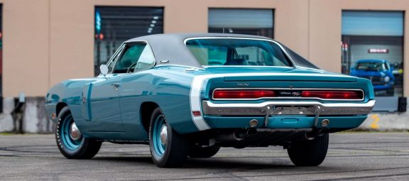 restored '70 Charger in light blue metallic