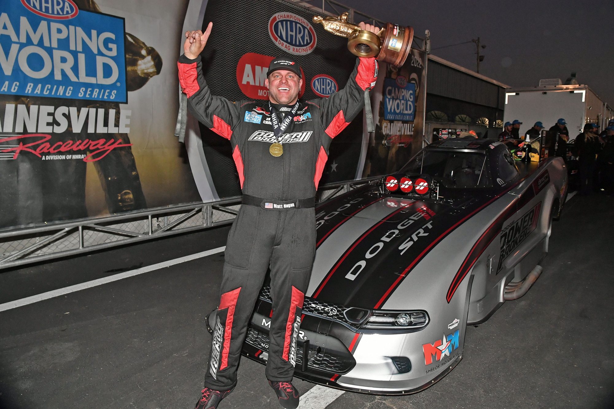 Matt Hagan celebrating a win