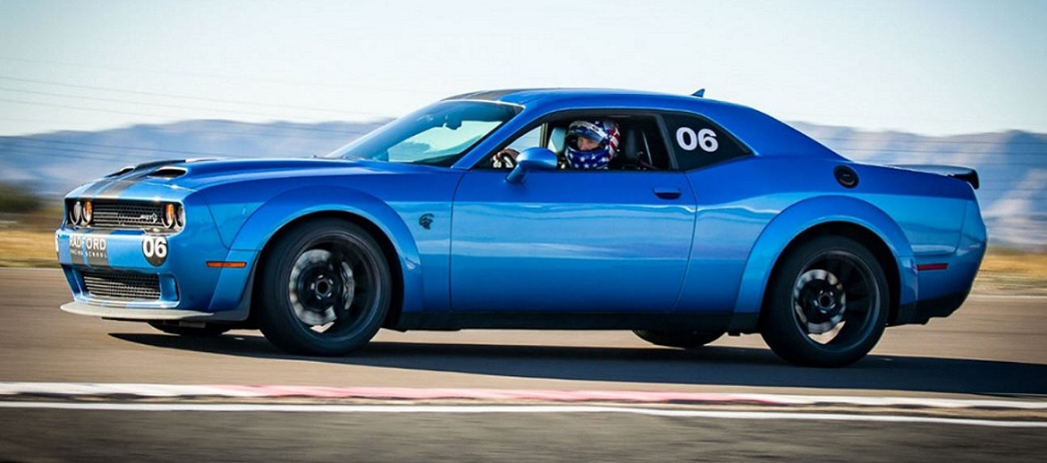 One of Radford's Dodge Challengers on the track
