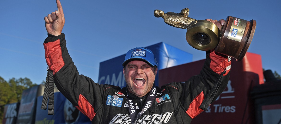 Matt Hagan celebrating a win