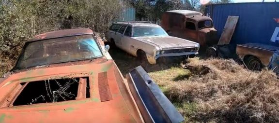 Three abandoned vehicles