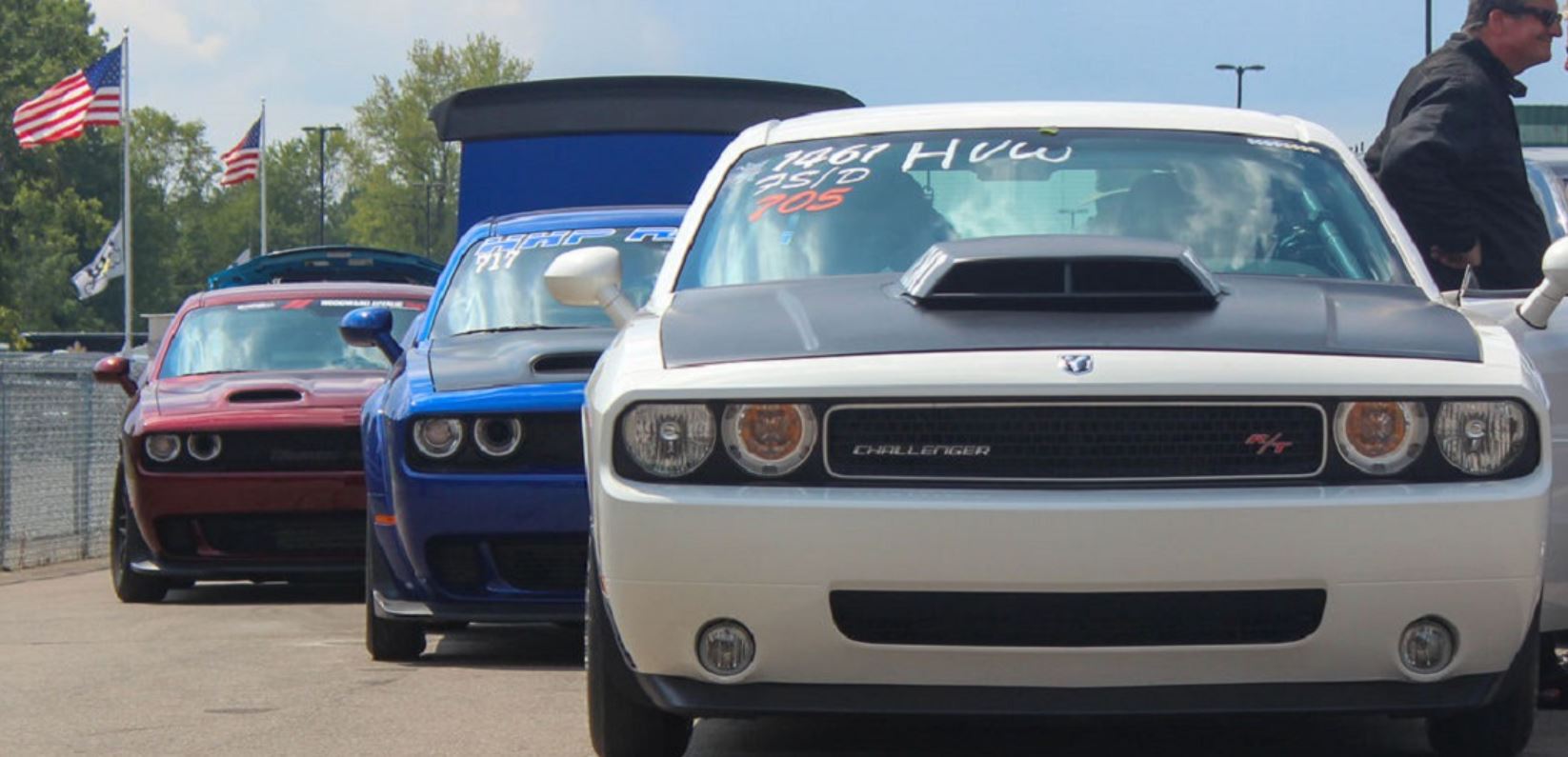 Cars lined up in the staging lanes