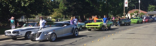 Row of cars on display