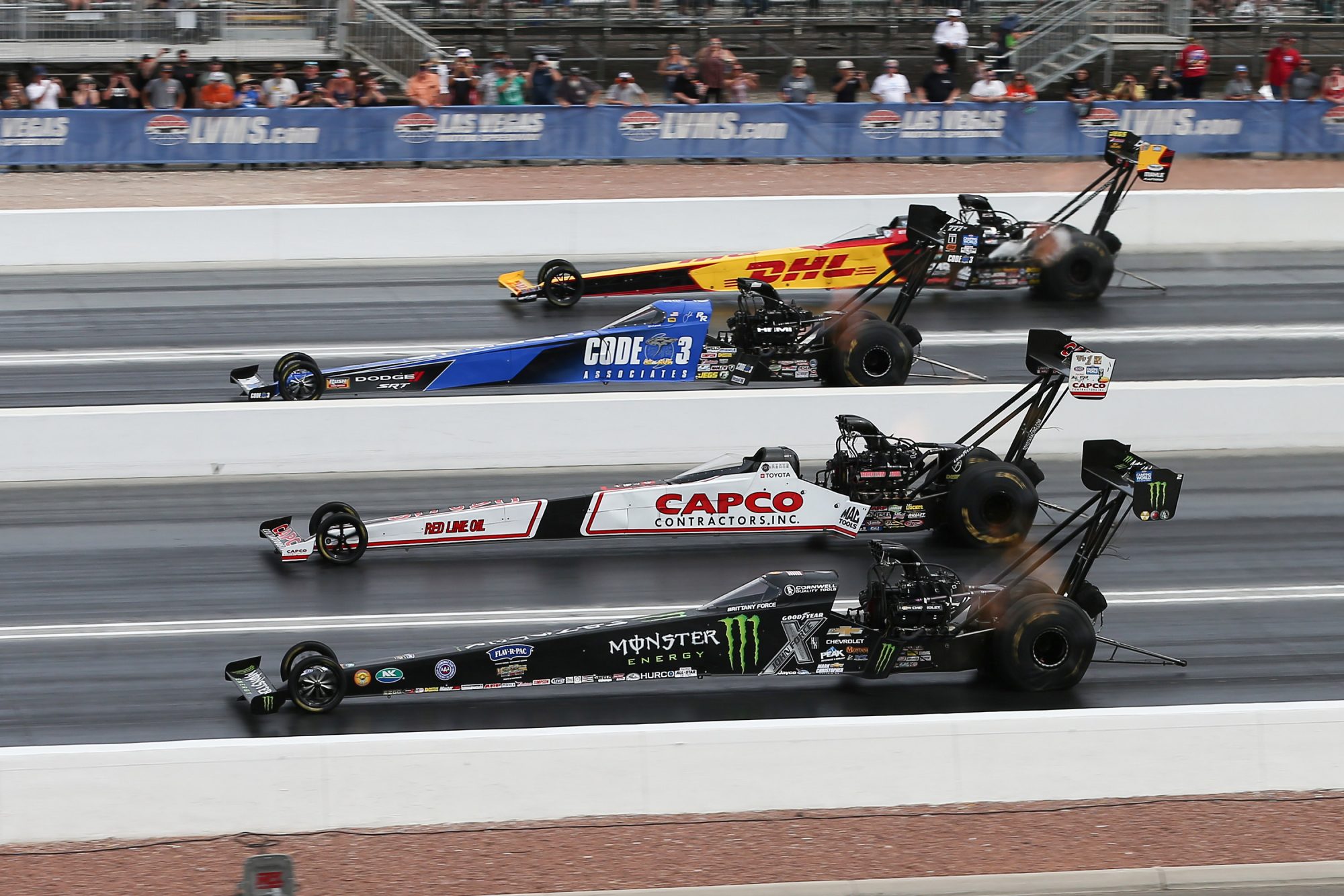 NHRA cars drag racing