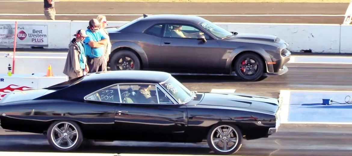 Demon vs Charger on the drag strip