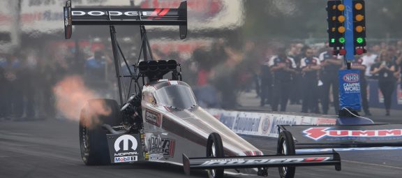 Top Fuel Semifinal Appearance for Leah Pruett and Dodge Power Brokers Dragster  at NHRA Summit Racing Equipment Nationals