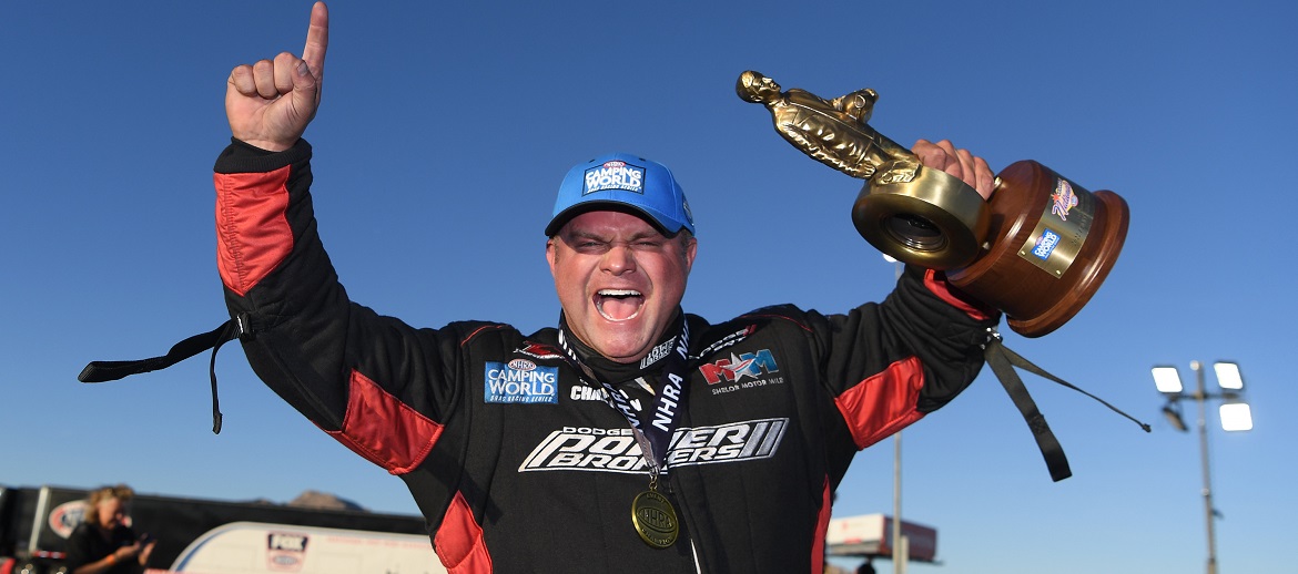 Hagan Muscles Dodge Power Brokers Funny Car to Nevada Nationals Win;  Remains in the Hunt for the Funny Car Championship Heading into NHRA Finals