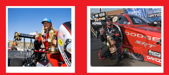 leah pruett and matt hagan wins at bandimere