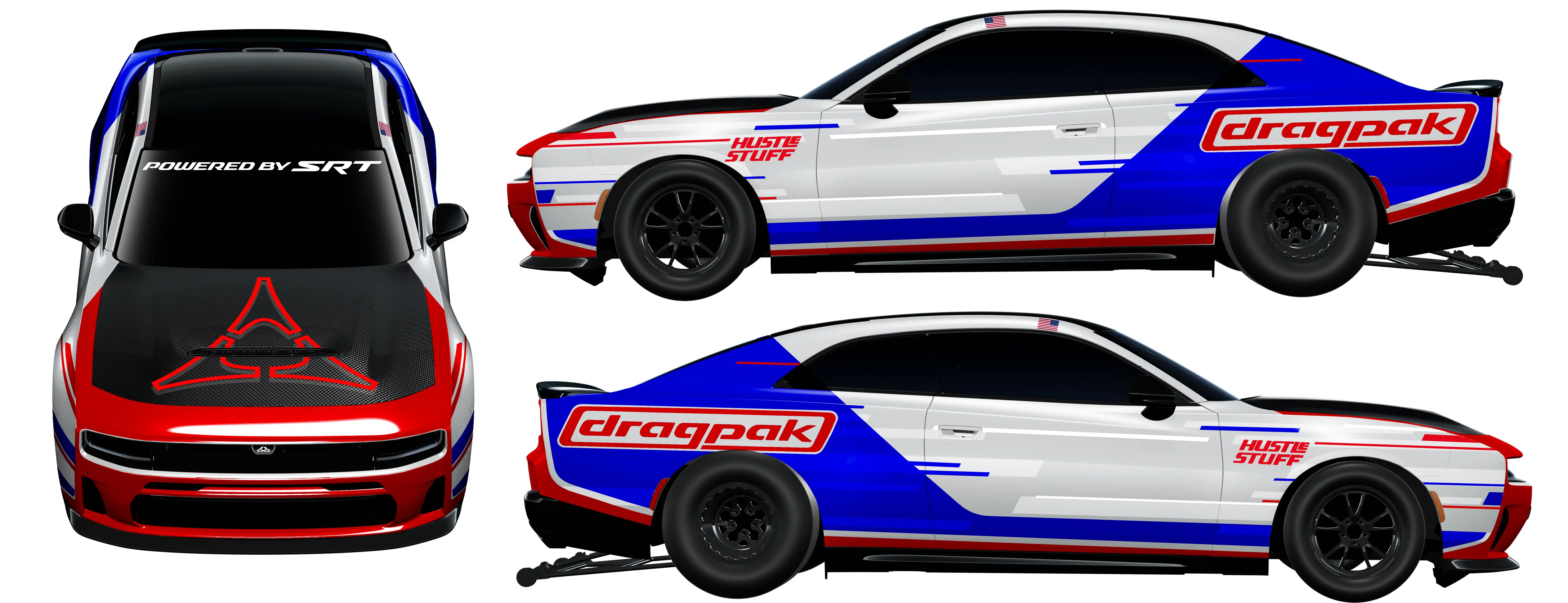 An image depicting a car with a Fratzog vinyl graphic